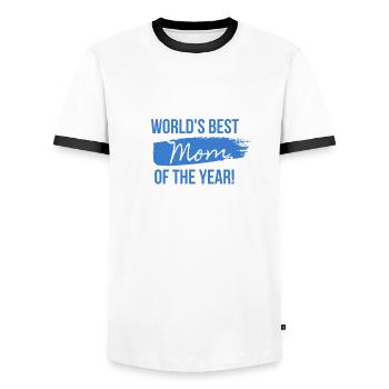 La meilleure maman de l’année au monde! - T-shirt contrasté Homme - blanc/noir - Devant - AI Model Female 172 light (172cm) & AI Model Male 178 dark (178cm)