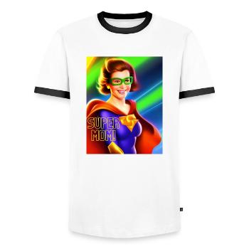 Super maman! - T-shirt contrasté Homme - blanc/noir - Devant - AI Model Female 172 light (172cm) & AI Model Male 178 dark (178cm)