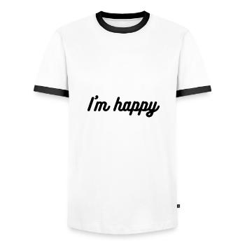 Positive attitude - Men's Ringer Shirt - white/black - Front - AI Model Female 172 light (172cm) & AI Model Male 178 dark (178cm)