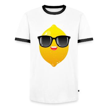 Zitrone Limone Sommer Sonnenbrille Illustration - Männer Kontrast-T-Shirt - Weiß/Schwarz - Vorne - AI Model Female 172 light (172cm) & AI Model Male 178 dark (178cm)