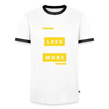 Talk Less Work More - Männer Kontrast-T-Shirt - Weiß/Schwarz - Vorne - AI Model Female 172 light (172cm) & AI Model Male 178 dark (178cm)