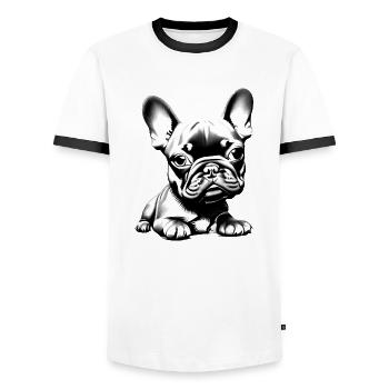 Chiens Propriétaire de chien bouledogue français - T-shirt contrasté Homme - blanc/noir - Devant - AI Model Female 172 light (172cm) & AI Model Male 178 dark (178cm)