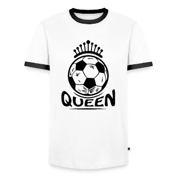 Fußball Soccer - Men's Ringer Shirt - white/black - Front - AI Model Female 172 light (172cm) & AI Model Male 178 dark (178cm)