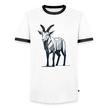 Minimalistische Ziege - Männer Kontrast-T-Shirt - Weiß/Schwarz - Vorne - AI Model Female 172 light (172cm) & AI Model Male 178 dark (178cm)