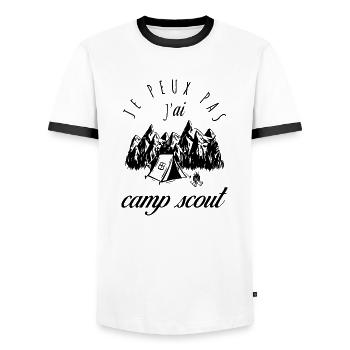 Je peux pas j'ai camp scout - amoureux de la natur - T-shirt contrasté Homme - blanc/noir - Devant - AI Model Female 172 light (172cm) & AI Model Male 178 dark (178cm)