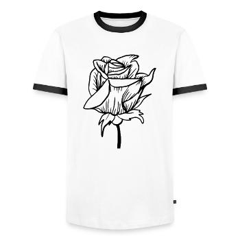 Flower Flower Plant - T-shirt contrasté Homme - blanc/noir - Devant - AI Model Female 172 light (172cm) & AI Model Male 178 dark (178cm)
