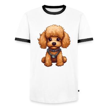 Sweet Baby Poodle Dog - Men's Ringer Shirt - white/black - Front - AI Model Female 172 light (172cm) & AI Model Male 178 dark (178cm)