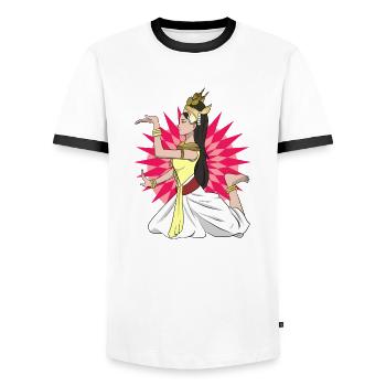 Cambodia Tradition Dance Khmer Apsara I Gift - Men's Ringer Shirt - white/black - Front - AI Model Female 172 light (172cm) & AI Model Male 178 dark (178cm)