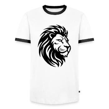 Prédateur à tête de lion - T-shirt contrasté Homme - blanc/noir - Devant - AI Model Female 172 light (172cm) & AI Model Male 178 dark (178cm)