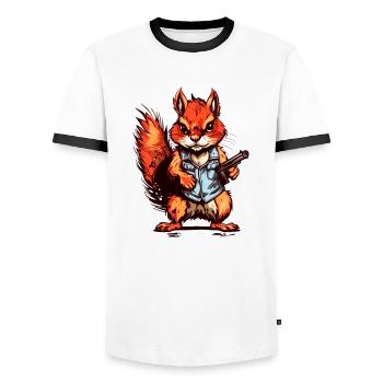 Eichhörnchen als bewaffneter Söldner - Männer Kontrast-T-Shirt - Weiß/Schwarz - Vorne - AI Model Female 172 light (172cm) & AI Model Male 178 dark (178cm)