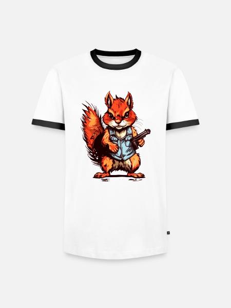 Eichhörnchen als bewaffneter Söldner - Männer Kontrast-T-Shirt - Weiß/Schwarz