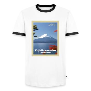 Japans Mount-Fuji-Nationalpark - Männer Kontrast-T-Shirt - Weiß/Schwarz - Vorne - AI Model Female 172 light (172cm) & AI Model Male 178 dark (178cm)