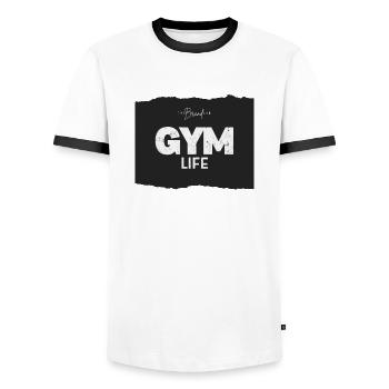 Gym Life - Männer Kontrast-T-Shirt - Weiß/Schwarz - Vorne - AI Model Female 172 light (172cm) & AI Model Male 178 dark (178cm)