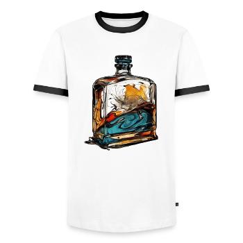 Gin - Men's Ringer Shirt - white/black - Front - AI Model Female 172 light (172cm) & AI Model Male 178 dark (178cm)