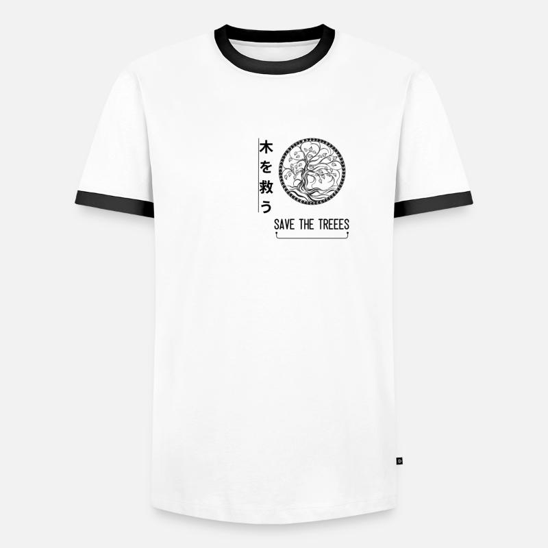 Save the Trees-design - Männer Kontrast-T-Shirt - Weiß/Schwarz