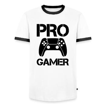 Joueur professionnel - T-shirt contrasté Homme - blanc/noir - Devant - AI Model Female 172 light (172cm) & AI Model Male 178 dark (178cm)