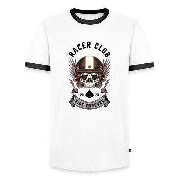 Club des Pilotes Audacieux - T-shirt contrasté Homme - blanc/noir - Devant - AI Model Female 172 light (172cm) & AI Model Male 178 dark (178cm)