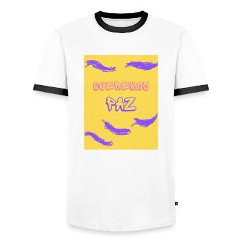 Queremos paz - T-shirt contrasté Homme - blanc/noir - Devant - AI Model Female 172 light (172cm) & AI Model Male 178 dark (178cm)