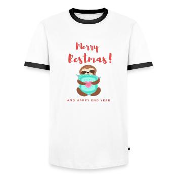 Mery restmas - T-shirt contrasté Homme - blanc/noir - Devant - AI Model Female 172 light (172cm) & AI Model Male 178 dark (178cm)