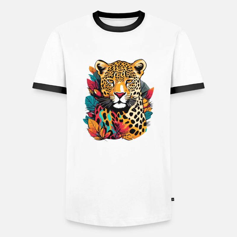 Leopard - Men's Ringer Shirt - white/black