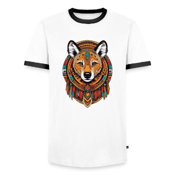 Hyena - Men's Ringer Shirt - white/black - Front - AI Model Female 172 light (172cm) & AI Model Male 178 dark (178cm)