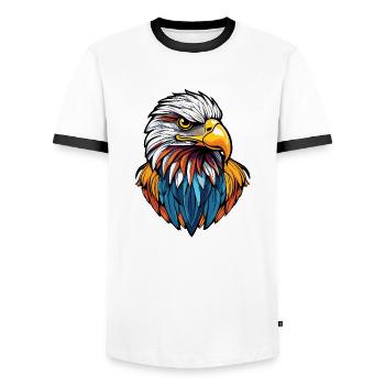 Tête d’aigle - T-shirt contrasté Homme - blanc/noir - Devant - AI Model Female 172 light (172cm) & AI Model Male 178 dark (178cm)