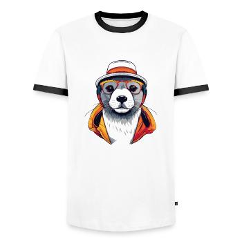 Seal - Men's Ringer Shirt - white/black - Front - AI Model Female 172 light (172cm) & AI Model Male 178 dark (178cm)