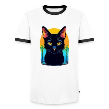 Bombay Katze - Männer Kontrast-T-Shirt - Weiß/Schwarz - Vorne - AI Model Female 172 light (172cm) & AI Model Male 178 dark (178cm)