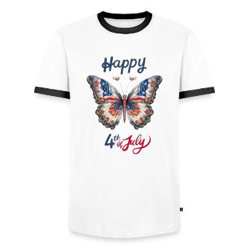 Happy 4 th of july 4500 5400 px - Männer Kontrast-T-Shirt - Weiß/Schwarz - Vorne - AI Model Female 172 light (172cm) & AI Model Male 178 dark (178cm)
