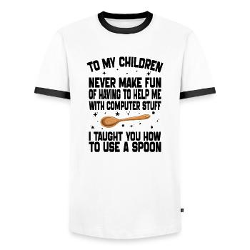 To My Children Never Make Fan Of Having To Help Me - T-shirt contrasté Homme - blanc/noir - Devant - AI Model Female 172 light (172cm) & AI Model Male 178 dark (178cm)