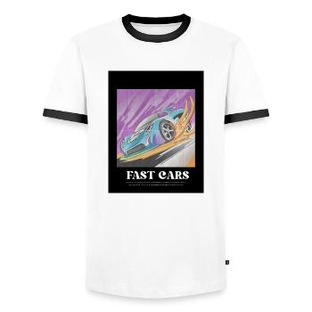 Sportcar - Männer Kontrast-T-Shirt - Weiß/Schwarz - Vorne - AI Model Female 172 light (172cm) & AI Model Male 178 dark (178cm)