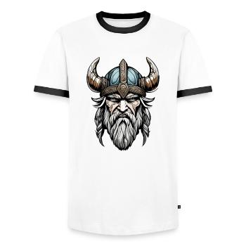 Wikinger / Thor / Odin / nordisch / keltisch - Männer Kontrast-T-Shirt - Weiß/Schwarz - Vorne - AI Model Female 172 light (172cm) & AI Model Male 178 dark (178cm)