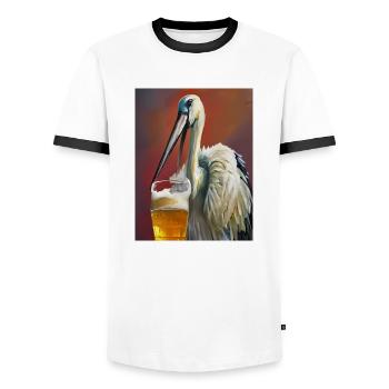 Cigogne Bière - T-shirt contrasté Homme - blanc/noir - Devant - AI Model Female 172 light (172cm) & AI Model Male 178 dark (178cm)