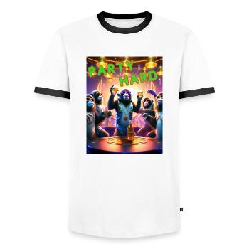 Party hard - Männer Kontrast-T-Shirt - Weiß/Schwarz - Vorne - AI Model Female 172 light (172cm) & AI Model Male 178 dark (178cm)