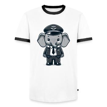 Cute Elephant Pilot - Männer Kontrast-T-Shirt - Weiß/Schwarz - Vorne - AI Model Female 172 light (172cm) & AI Model Male 178 dark (178cm)