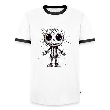 Mode de poupée vaudou pour votre ville Mode - T-shirt contrasté Homme - blanc/noir - Devant - AI Model Female 172 light (172cm) & AI Model Male 178 dark (178cm)