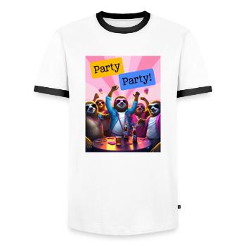 Party Party - Männer Kontrast-T-Shirt - Weiß/Schwarz - Vorne - AI Model Female 172 light (172cm) & AI Model Male 178 dark (178cm)