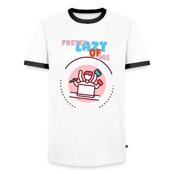 Assez paresseux de ma part. Paresseux-moi. - T-shirt contrasté Homme - blanc/noir - Devant - AI Model Female 172 light (172cm) & AI Model Male 178 dark (178cm)
