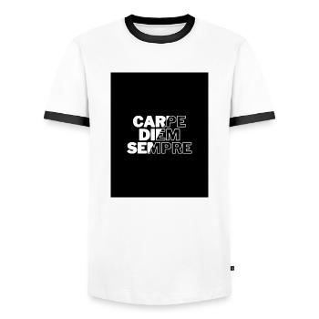 Carpe diem - Men's Ringer Shirt - white/black - Front - AI Model Female 172 light (172cm) & AI Model Male 178 dark (178cm)