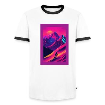 Berge - Männer Kontrast-T-Shirt - Weiß/Schwarz - Vorne - AI Model Female 172 light (172cm) & AI Model Male 178 dark (178cm)