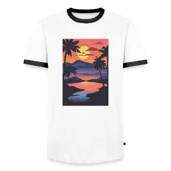 Summer in the South - Men's Ringer Shirt - white/black - Front - AI Model Female 172 light (172cm) & AI Model Male 178 dark (178cm)