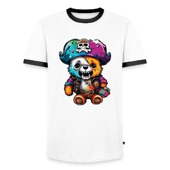 Teddy Bear / Cuddly Toy / Stuffed Animal / Gift Idea - Men's Ringer Shirt - white/black - Front - AI Model Female 172 light (172cm) & AI Model Male 178 dark (178cm)