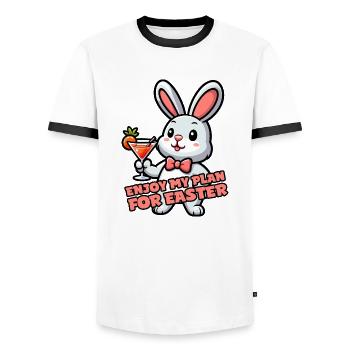 Enjoy my plan for Easter - Men's Ringer Shirt - white/black - Front - AI Model Female 172 light (172cm) & AI Model Male 178 dark (178cm)