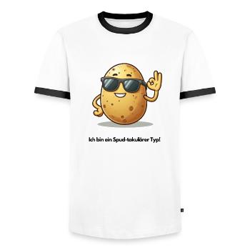 Kartoffel-Komik - Männer Kontrast-T-Shirt - Weiß/Schwarz - Vorne - AI Model Female 172 light (172cm) & AI Model Male 178 dark (178cm)