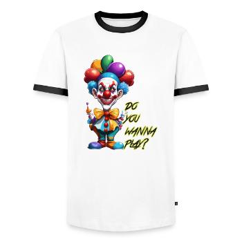 Clown / Circus / Carnival / Carnival / Playful - Men's Ringer Shirt - white/black - Front - AI Model Female 172 light (172cm) & AI Model Male 178 dark (178cm)