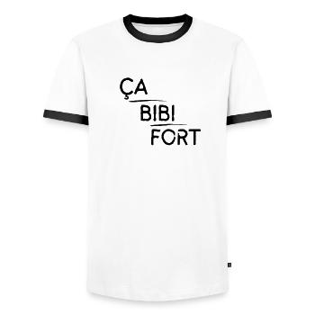 Ça bibi fort - T-shirt contrasté Homme - blanc/noir - Devant - AI Model Female 172 light (172cm) & AI Model Male 178 dark (178cm)