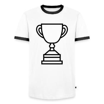 trophy - Men's Ringer Shirt - white/black - Front - AI Model Female 172 light (172cm) & AI Model Male 178 dark (178cm)