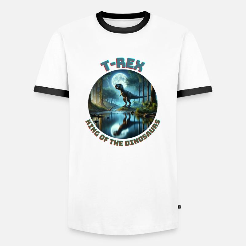 T Rex10 - Männer Kontrast-T-Shirt - Weiß/Schwarz