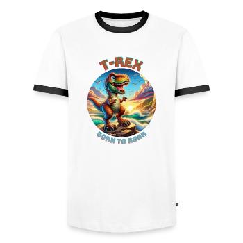 T Rex8 - T-shirt contrasté Homme - blanc/noir - Devant - AI Model Female 172 light (172cm) & AI Model Male 178 dark (178cm)