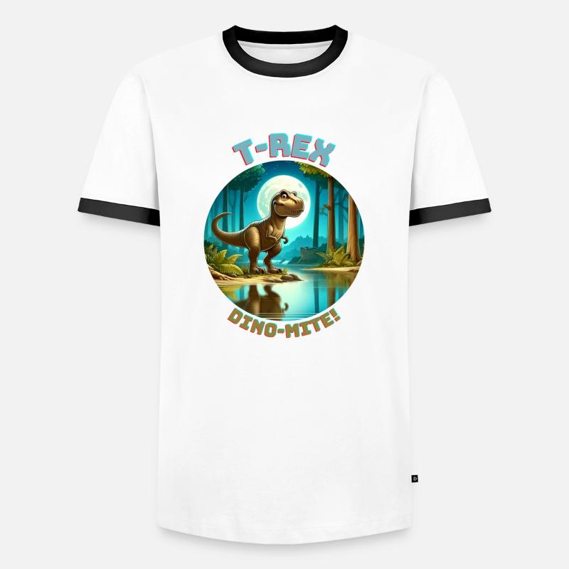T Rex7 - Männer Kontrast-T-Shirt - Weiß/Schwarz